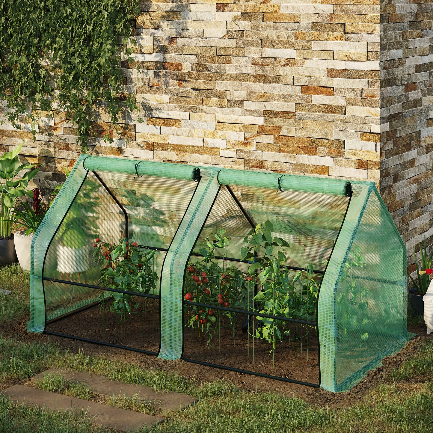 Outsunny Invernadero De Jardín 180x90x90 Cm Acero Con 3 Ventanas Cultivoplantas_1