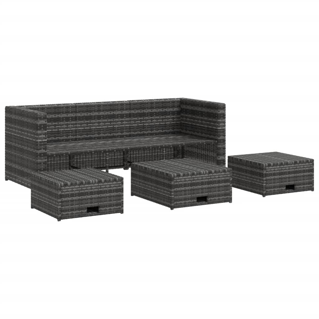 Vidaxl Set De Muebles De Jardín 4 Pzas Y Cojines Ratán Sintético Gris_3