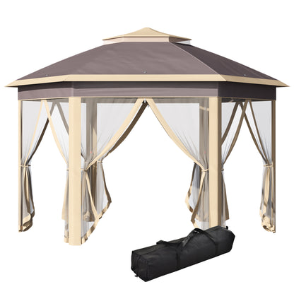 Outsunny Carpa Plegable 4,05x3,4x2,85 M Altura Ajustable Doble Techo Mosquiteras_0