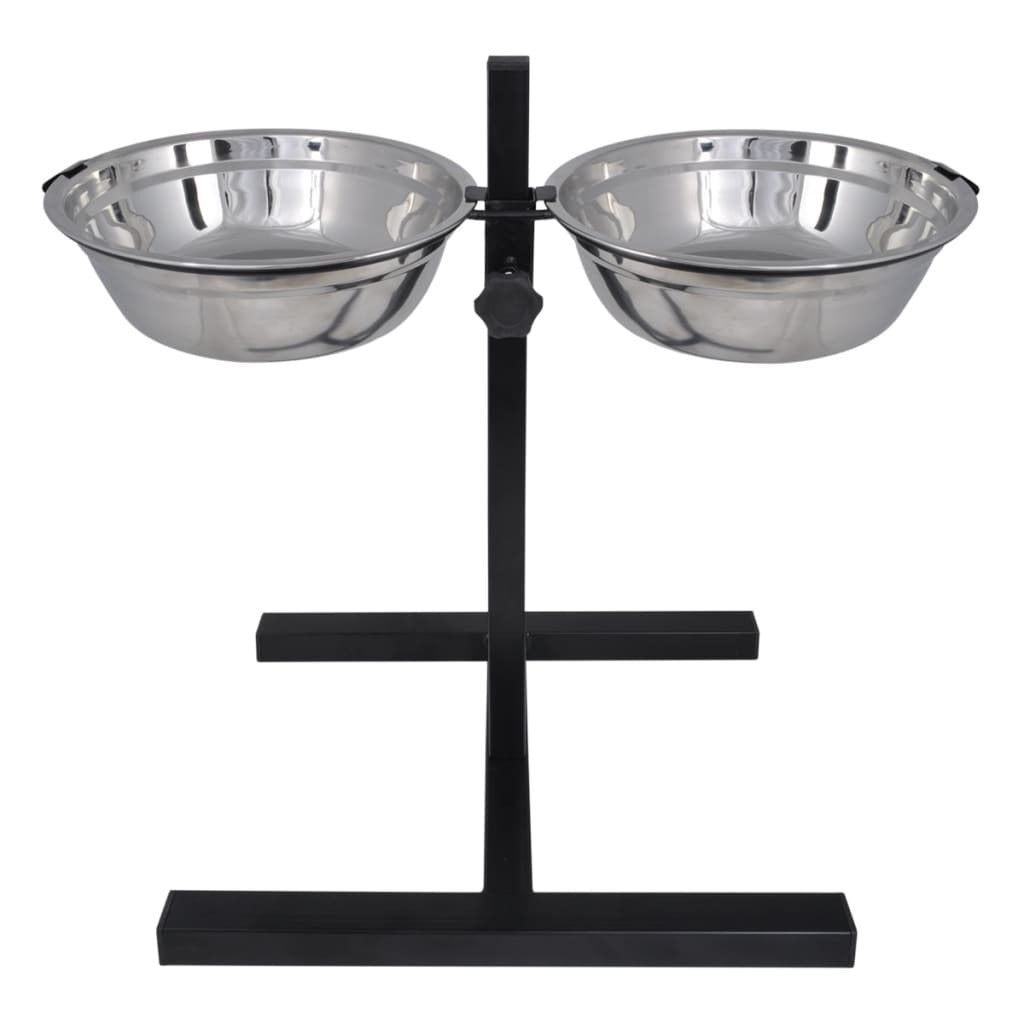 Vidaxl Soporte De Alimentación Ajustable Mascota 2x2.6l Tazón Inoxidable_2