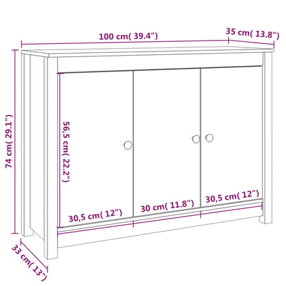Aparador De Madera Maciza De Pino 110x35x74 Cm / Vetonek_2