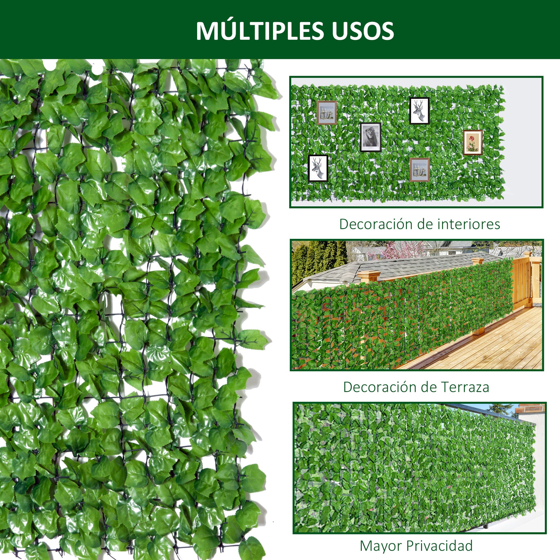 Outsunny Seto Artificial En Rollo 3x1m Para Valla Balcón Barandilla Valla De Privacidad Planta Decorativa Pe_4
