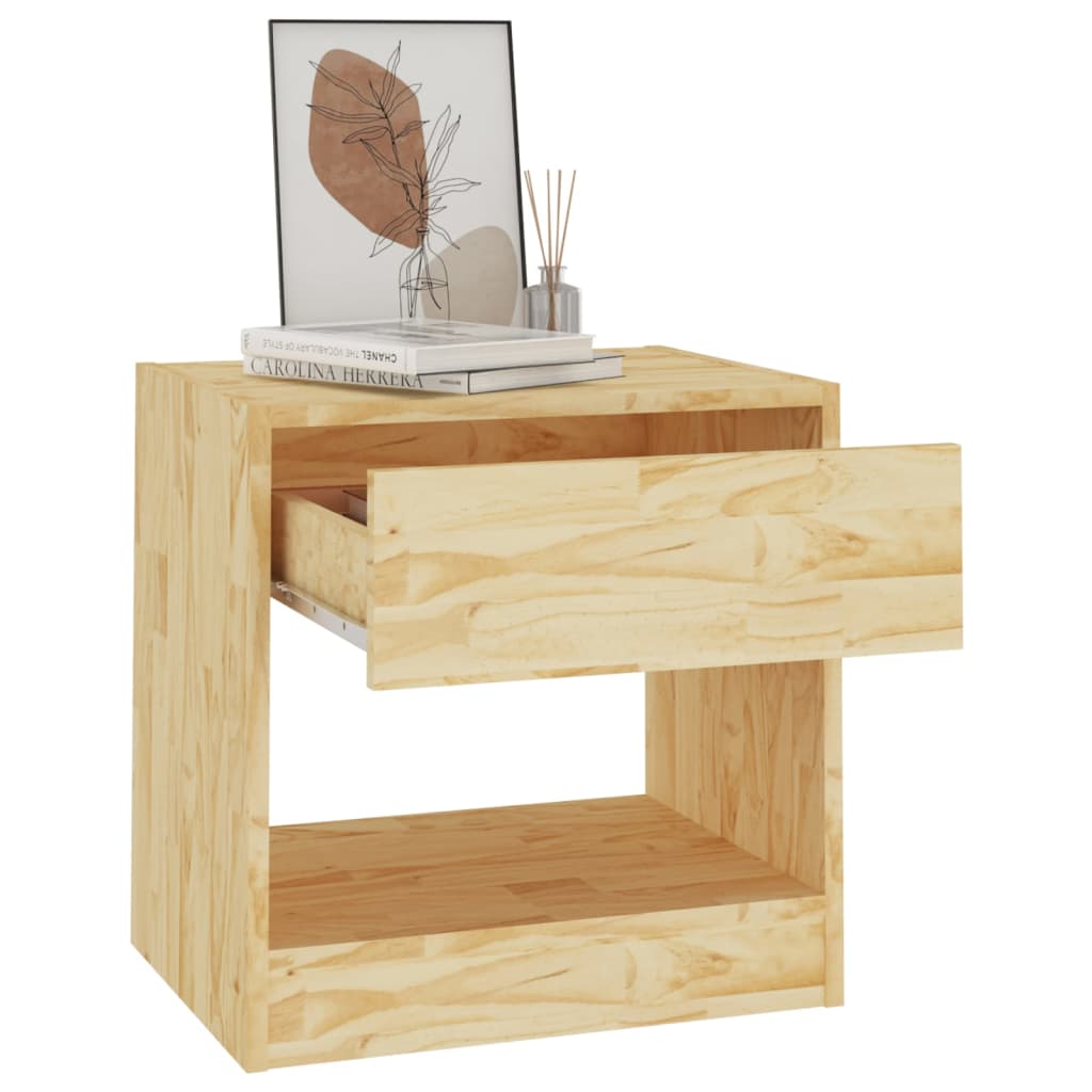 Mesita De Noche Madera Maciza De Pino 40x31x40 Cm_1