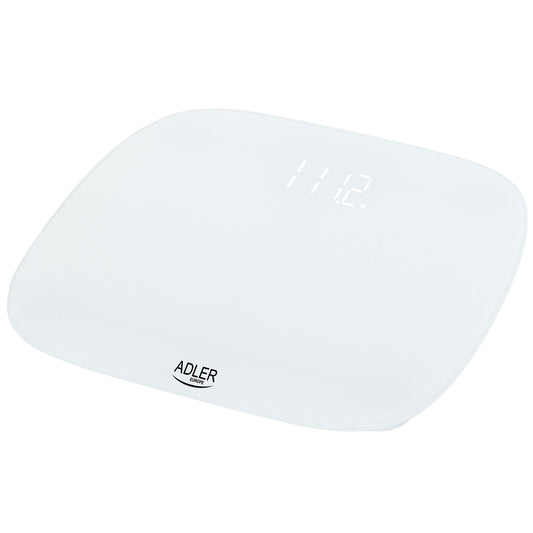 Báscula De Baño Digital Alta Precisión 180kg, Pantalla Led Apagado Automático, Vidrio Templado Adler Ad8176 Blanco