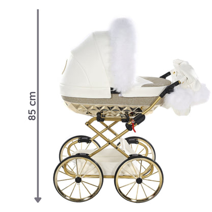 Carro De Muñecas Hand Craft Glitter Satin Classic White / Gold_3