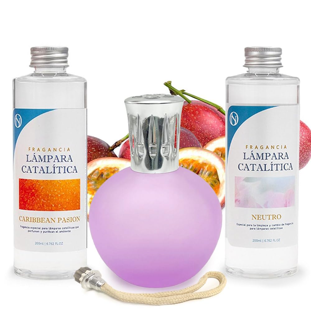 Pack Ahorro Lámpara Catalítica Fucsia Mate + Fragancia Caribbean Passion 500ml + Limpiador Neutro 200ml + Mecha Repuesto_0