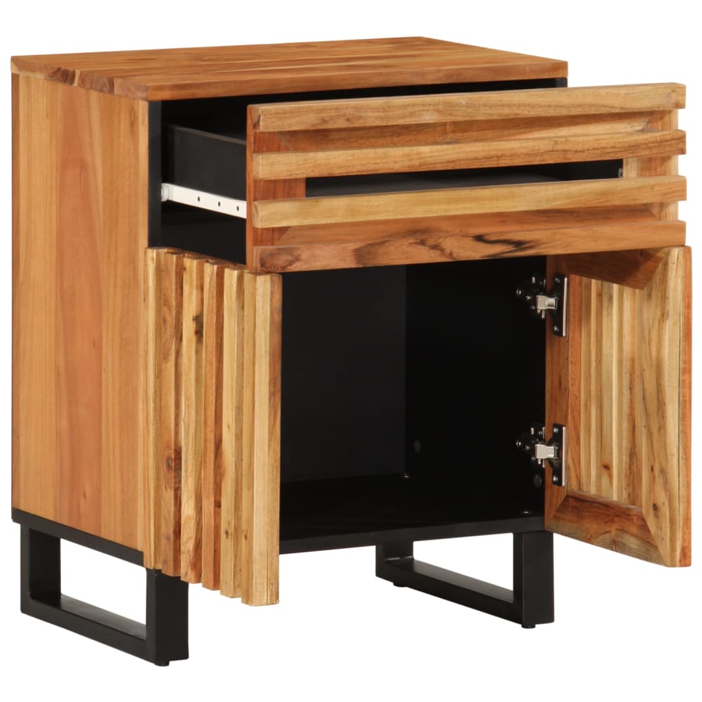 Mesita De Noche Madera Maciza Mango Marrón 50x34x60 Cm_3