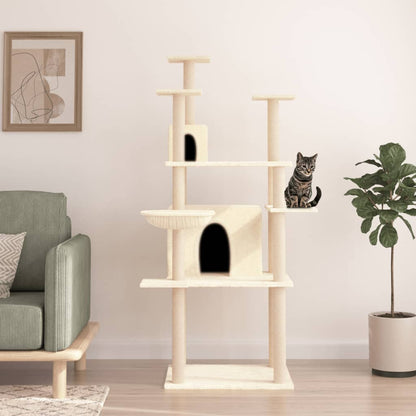 Vidaxl Rascador Para Gatos Con Postes De Sisal Crema 166 Cm_1