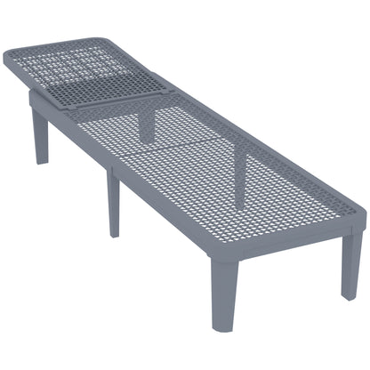 Outsunny Tumbona Jardín Exterior Con Respaldo Ajustable 191x55x35,5 Cm Gris_3