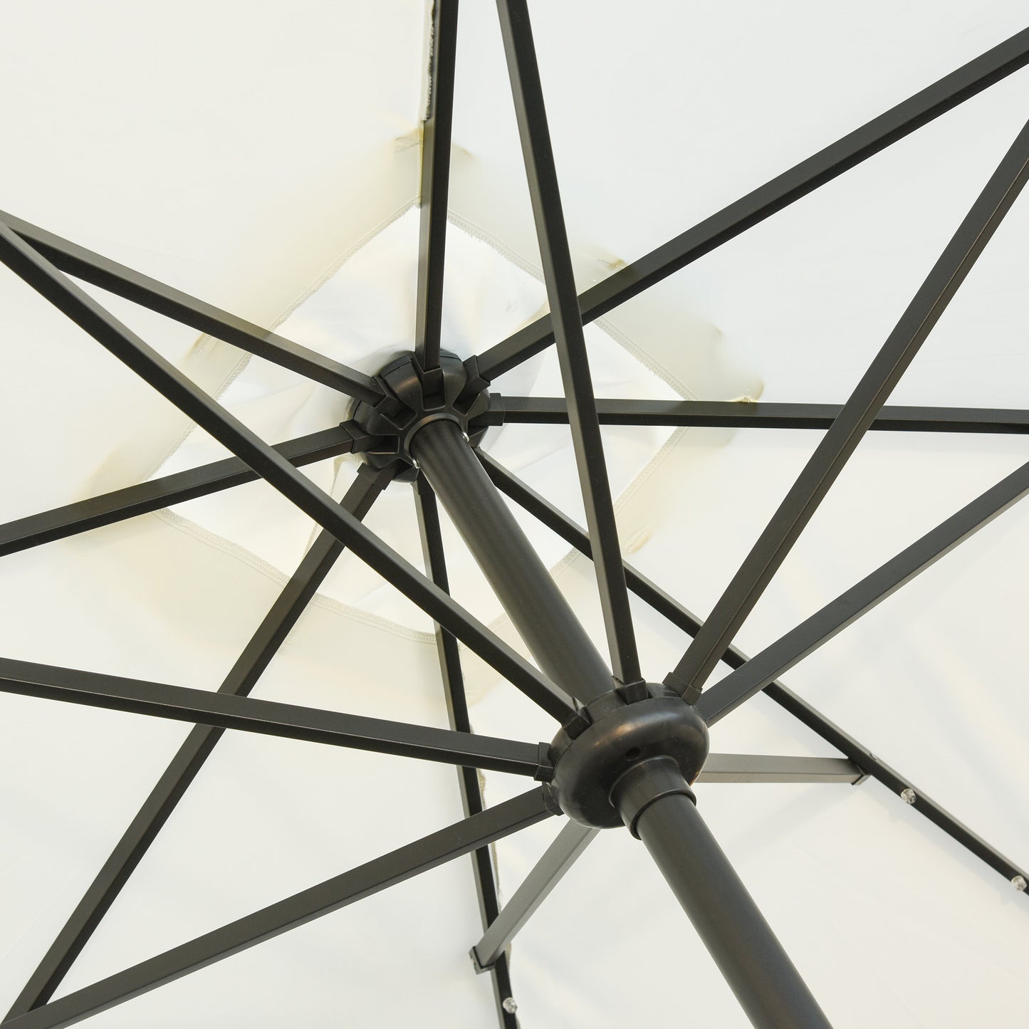 Outsunny Sombrilla De Jardín 268x205x248 Cm Con Techo Inclinable Luces Led Crema_4