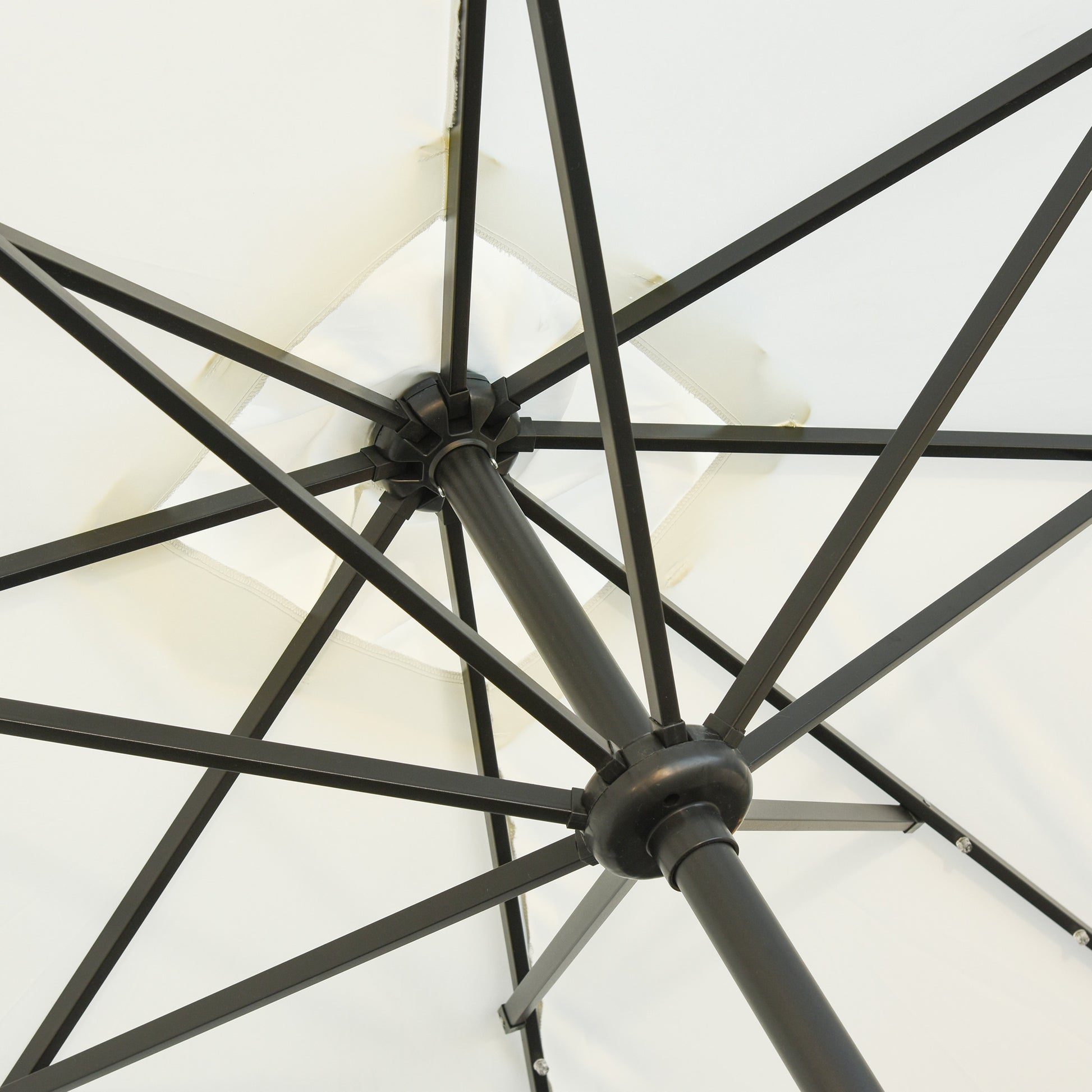Outsunny Sombrilla De Jardín 268x205x248 Cm Con Techo Inclinable Luces Led Crema_4