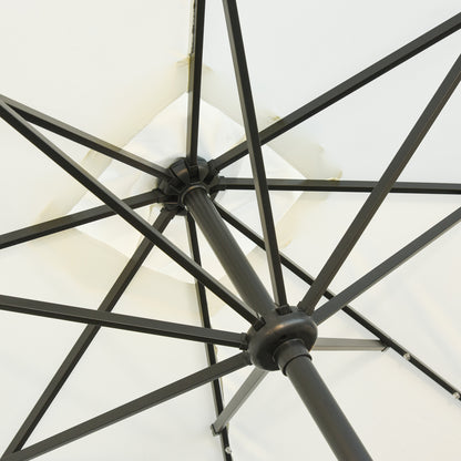 Outsunny Sombrilla De Jardín 268x205x248 Cm Con Techo Inclinable Luces Led Crema_4