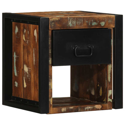 Mesilla De Noche Multicolor 40x35x40 Cm Madera Maciza Reciclada_0