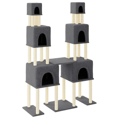 Vidaxl Rascador Para Gatos Con Postes De Sisal Gris Oscuro 199 Cm_0