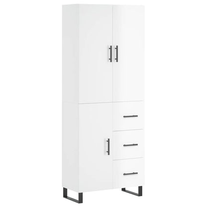 Aparador Alto Madera Contrachapada Blanco Brillo 69,5x34x180 Cm_1