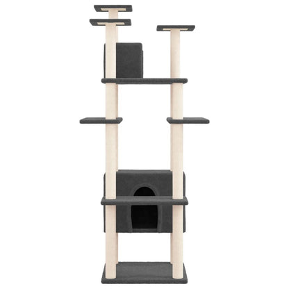 Vidaxl Rascador Para Gatos Con Postes De Sisal Gris Oscuro 162 Cm_3