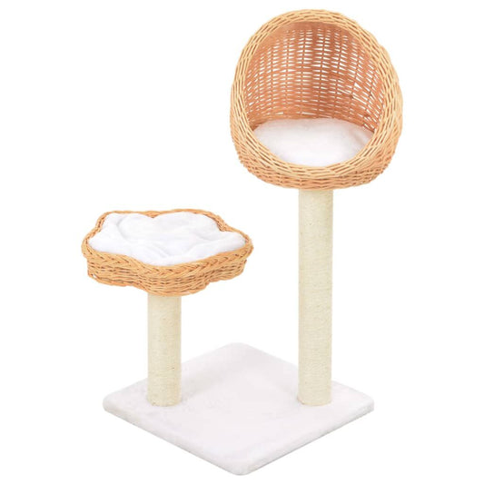 Vidaxl Rascador Para Gatos Con Poste De Sisal Madera Natural De Sauce_0