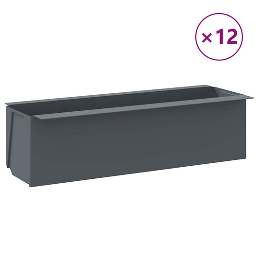Jardineras Para Europalés 12 Uds Pp Gris 36x13,5x9,5 Cm_0