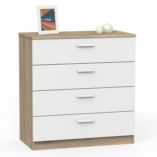 Cómoda Dormitorio, Cajonera 4 Cajones, Sinfonier 78x74x40 Cm (alto X Ancho X Profundo), Briebe, Nova, Blanco_0