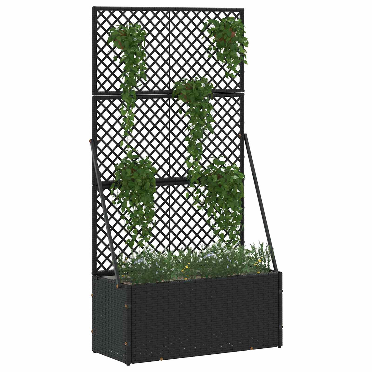 Jardín Enrejado Macetero Negro 70 X 30 X 135 Cm Metal_0