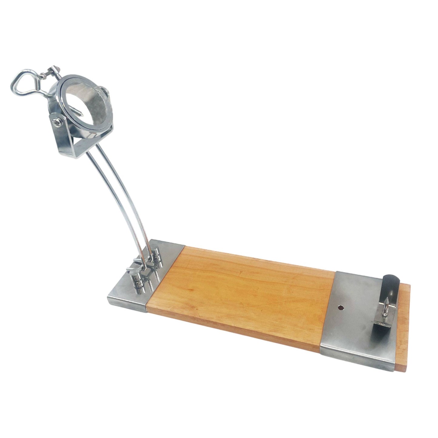 Well Home Jamonero Iberia Luxe Con Cabezal Giratorio, Base De Madera Y Acabados En Acero Inoxidable