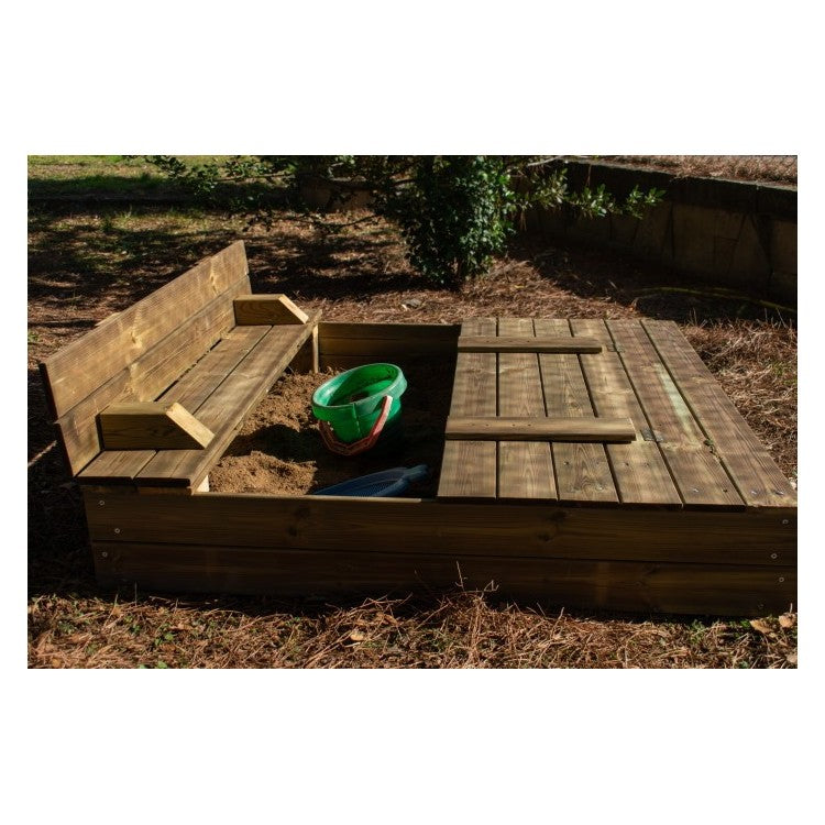 Arenero De Madera Masgames Tectum Con Cubierta De Madera Plegable.