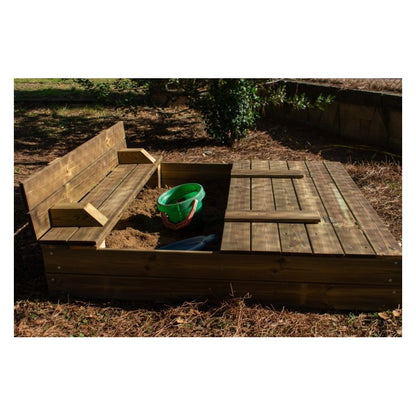 Arenero De Madera Masgames Tectum Con Cubierta De Madera Plegable.