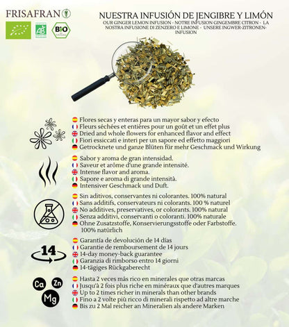Infusión De Jengibre-limón Ecológica |granel | Calidad | Frisafran 100 G_3