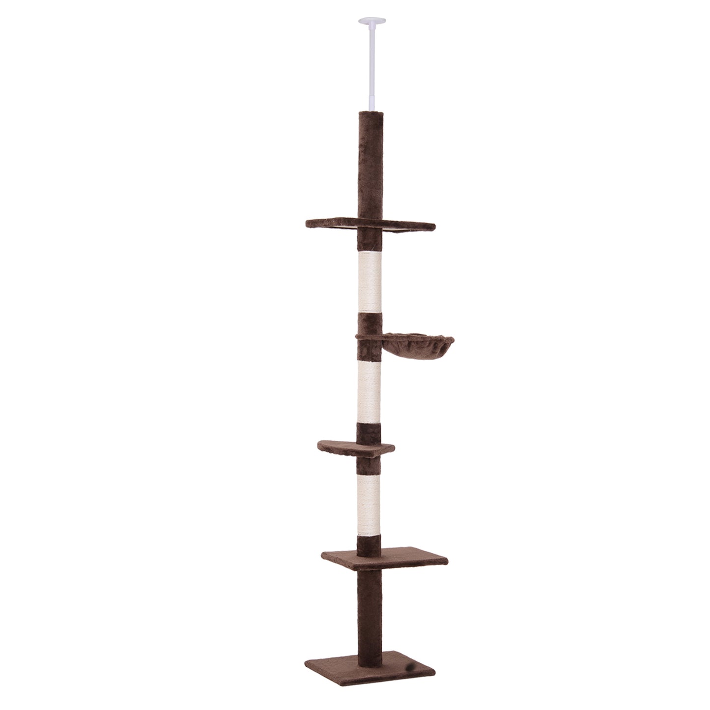 Pawhut Árbol Para Gatos De Suelo A Techo De 230-260 Cm Con Plataformas Marrón_0