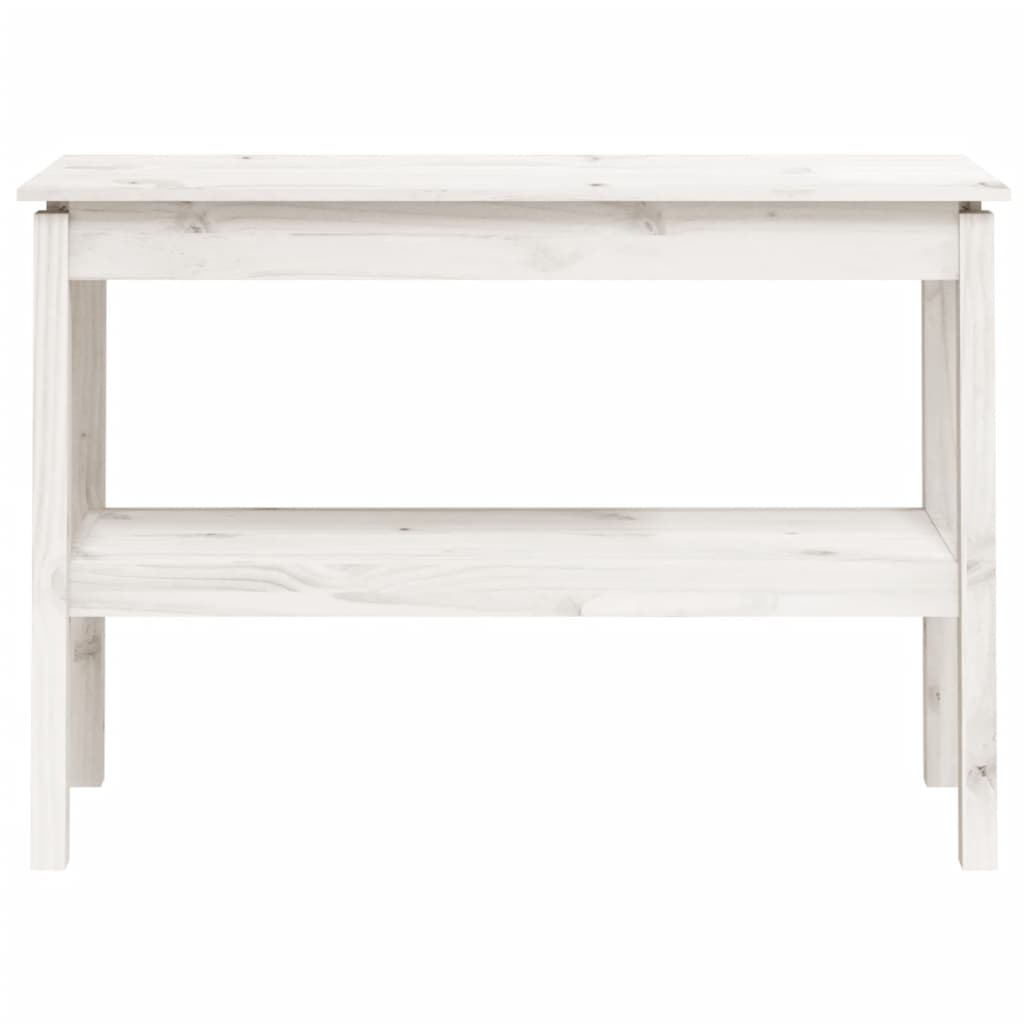 Mesa Consola De Madera Maciza De Pino Blanco 110x40x75 Cm_2
