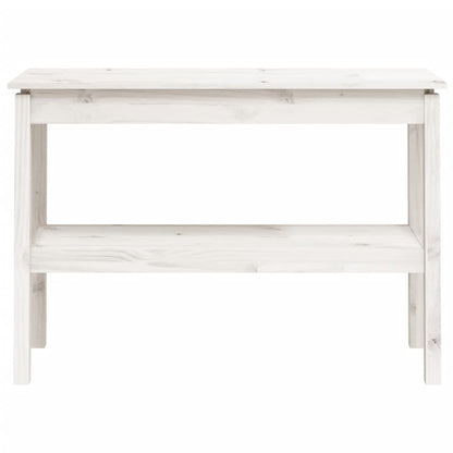 Mesa Consola De Madera Maciza De Pino Blanco 110x40x75 Cm_2