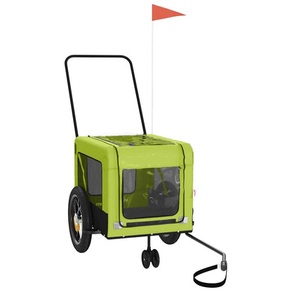 Remolque De Bicicleta Mascotas Hierro Tela Oxford Verde Negro_2