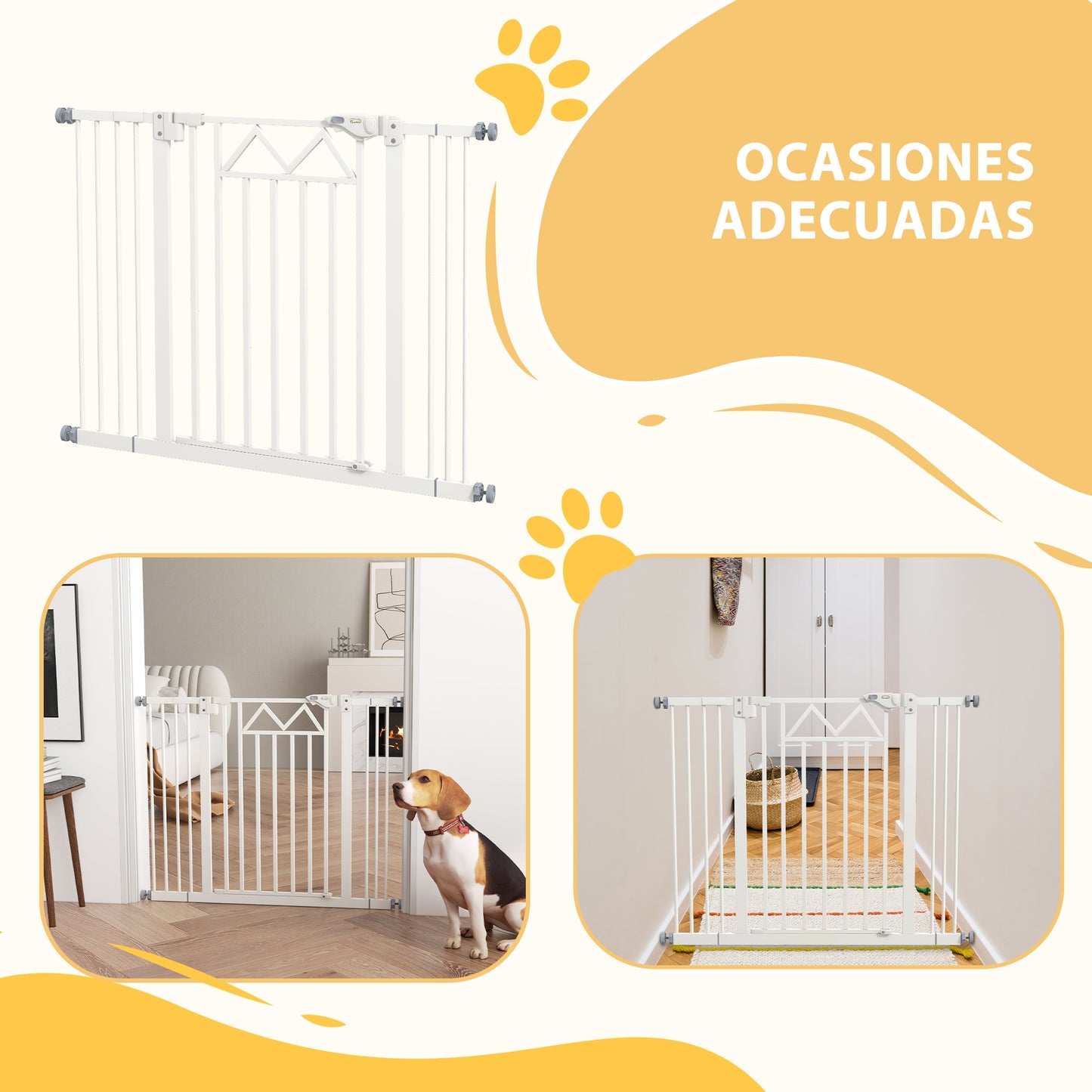 Pawhut Barrera De Seguridad Extensible Con Cierre Automático 74-100x76 Cm Blanco_3