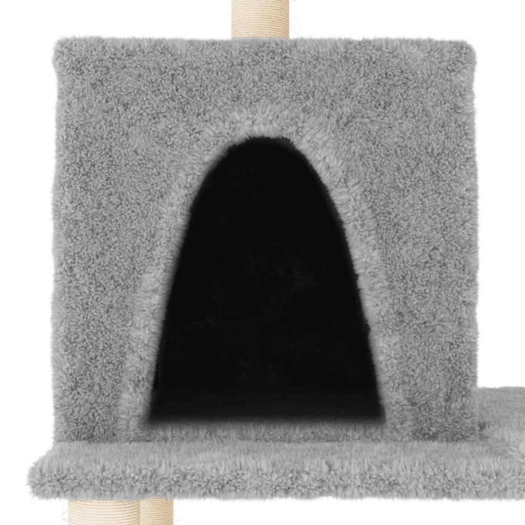 Rascador Para Gatos Con Postes De Sisal Gris Claro 167 Cm_4