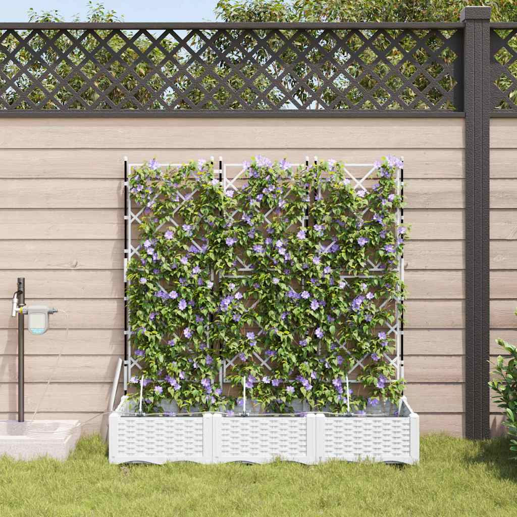 Vidaxl Jardineras Blanco 120 X 40 X 126 Cm Acero_1
