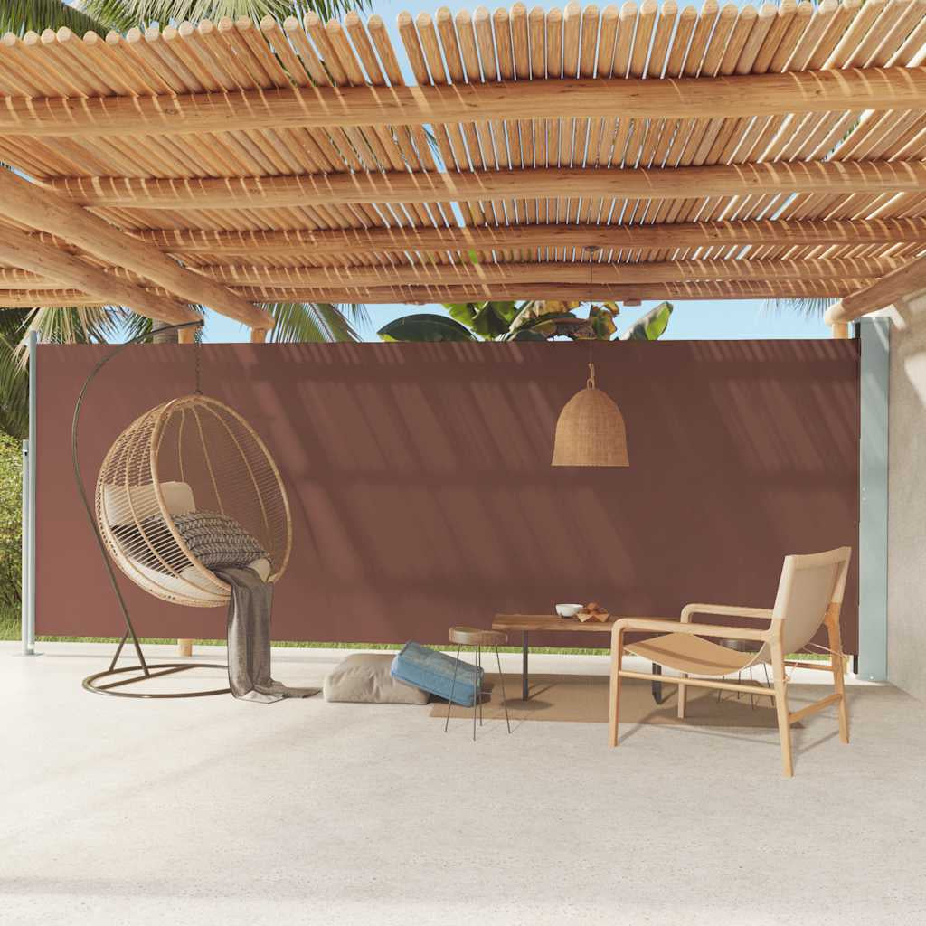 Vidaxl Toldo Lateral Retráctil De Jardín Marrón 200x600 Cm_1