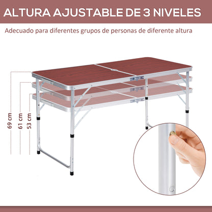Outsunny Mesa Maleta De Aluminio 4 Taburete Plegable De Acampada Picnic Altura_5