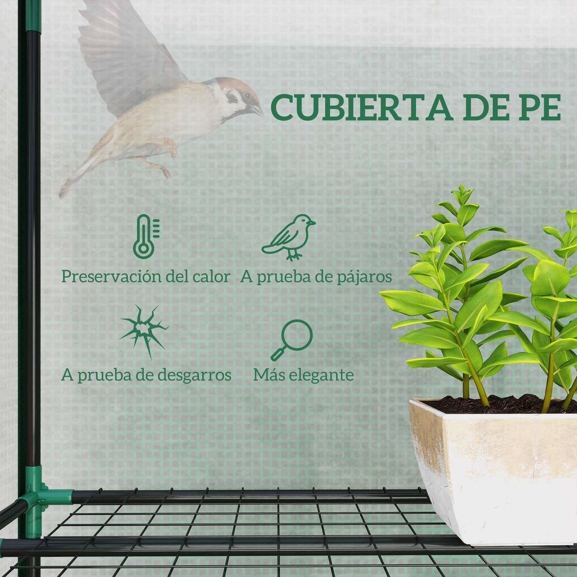 Outsunny Invernadero De Exterior Con 9 Estantes Puerta 215x46x151 Cm Verde_3