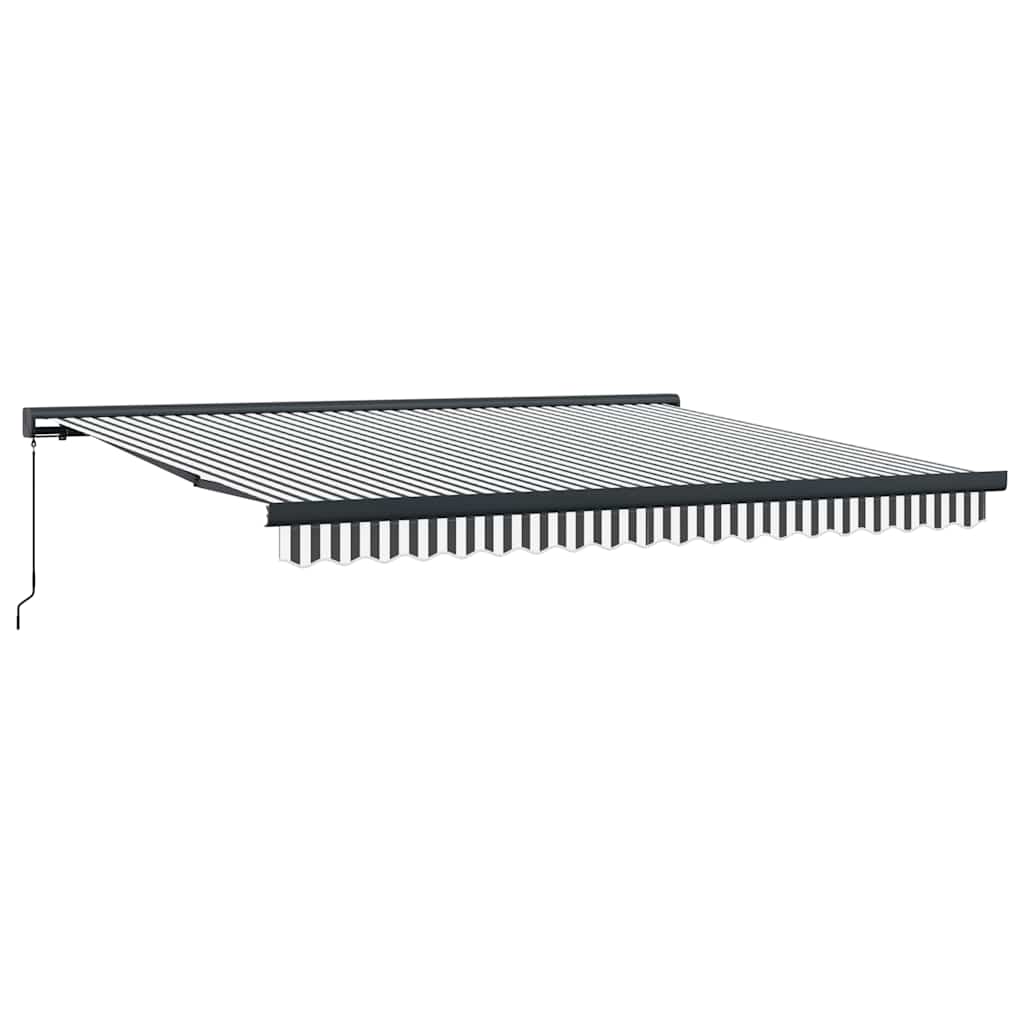 Toldo Retráctil Aluminio Y Tela Gris Antracita Y Blanco 4x3 M_0
