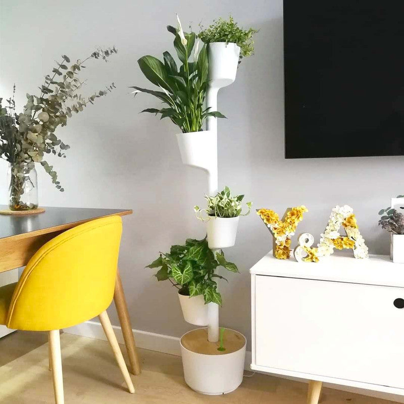 Macetero Vertical Citysens Con Riego Inteligente De 4 Macetas – Blanco, Polipropileno 100% Reciclado_3