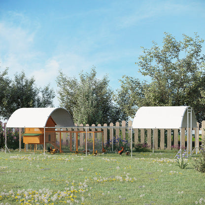 Pawhut Gallinero Exterior De Acero Galvanizado 7,6x2,8x1,95 M Con 4 Pisos Plata_1