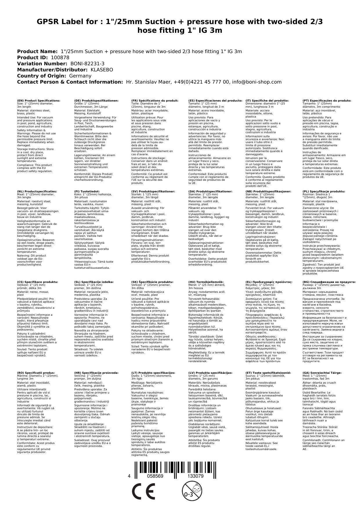 Manguera De Succión Y Descarga 25mm Con Racores 1 Ig 3m_1