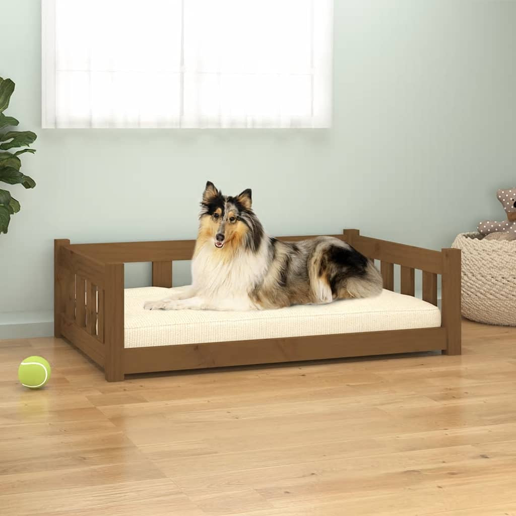 Vidaxl Cama Para Perros Madera Maciza Pino Marrón Miel 95,5x65,5x28 Cm_1