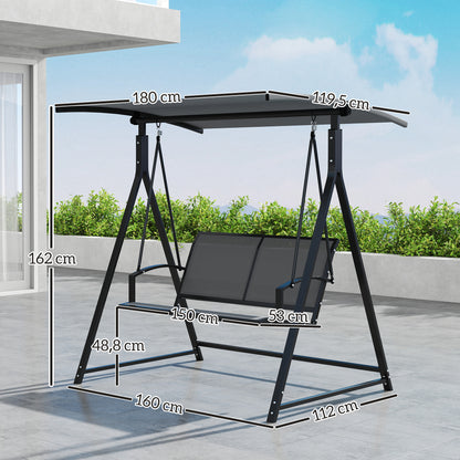 Outsunny Columpio De Jardín De 2 Plazas Con Toldo Ajustable 160x112x162 Cm Gris_2