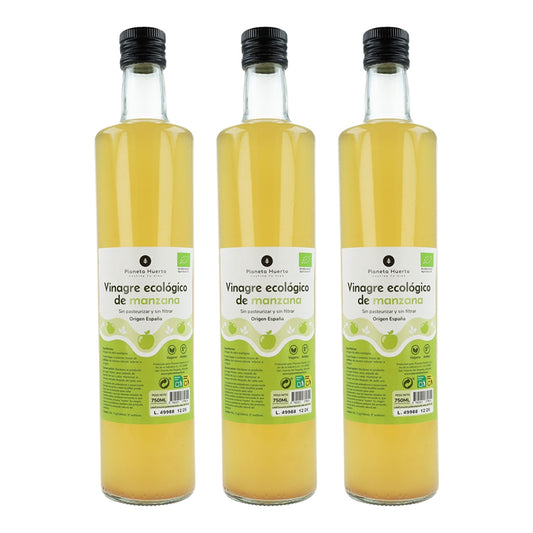 Pack 3x Vinagre de manzana ECO sin filtrar Planeta Huerto 750 ml