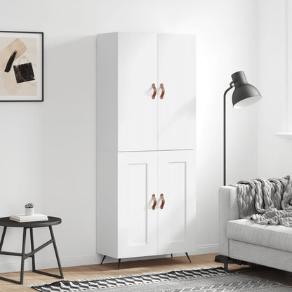 Aparador Alto Madera Contrachapada Blanco Brillo 69,5x34x180 Cm_0