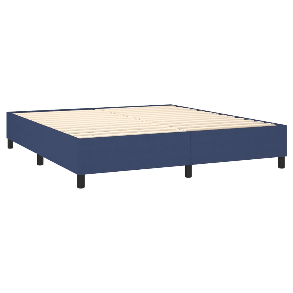 Cama Box Spring Colchón Y Luces Led Tela Azul 180x200 Cm / Vetonek_2
