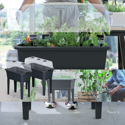 Jardinera Alta Con Cubierta Prosperplast Respana Ecoline De Plastico En Color Antracita 74,9 (largo) X 36,8 (ancho) X 77,7 (alto) Cm