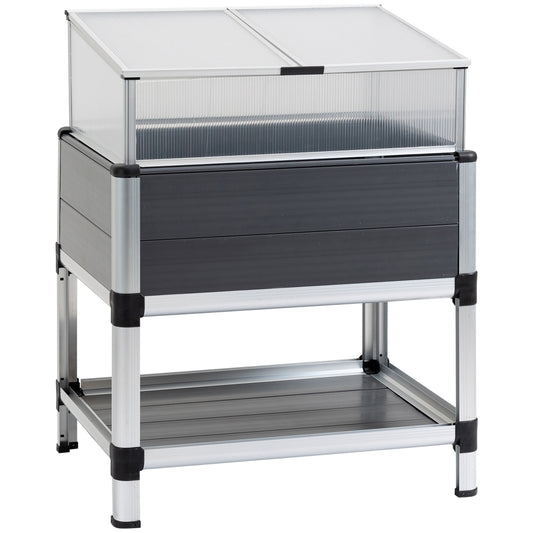 Outsunny Macetero Elevado Aluminio 78,5x61x99,5cm Policarbonato Techos Abatibles_0