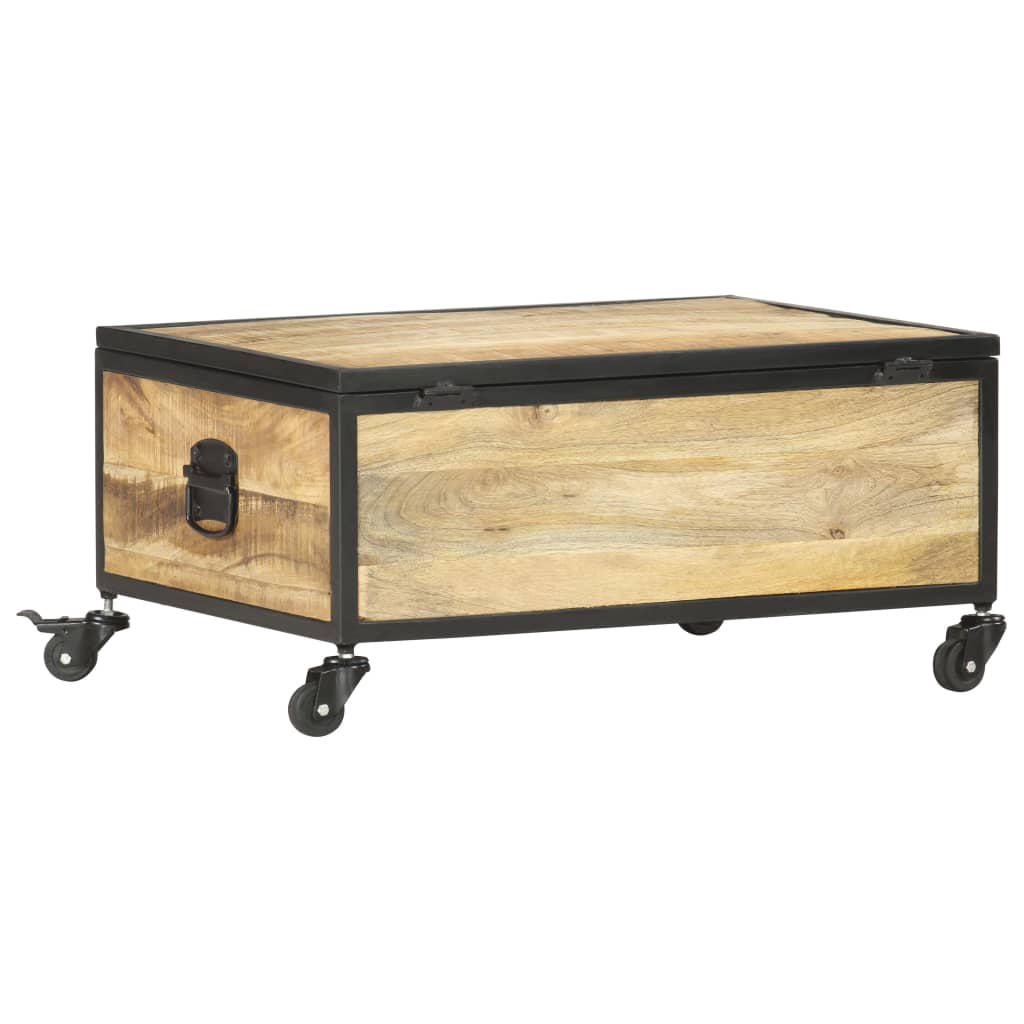 Mesa De Centro De Madera Maciza De Mango 70x50x33 Cm_1